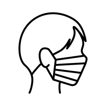 Face protective mask icon. Flat pictogram for web. Line stroke. Respirator is Stock Illustration