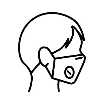 Face protective mask icon. Flat pictogram for web. Line stroke. Respirator is Stock Illustration