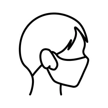 Face protective mask icon. Flat pictogram for web. Line stroke. Respirator is Stock Illustration