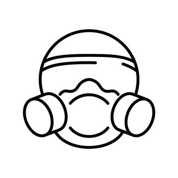Face protective mask icon. Flat pictogram for web. Line stroke. Respirator is Stock Illustration