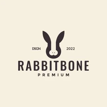 Face rabbit with bone vintage logo design, vector graphic symbol icon illus.. Stock Illustration