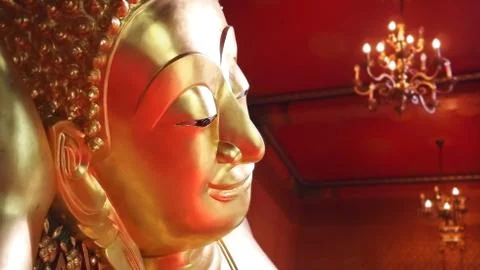 Face of reclining buddha statue Fotos de archivo