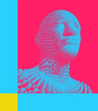 Face recognition. Abstract digital human head. Futuristic background. Vector  Stock Illustration