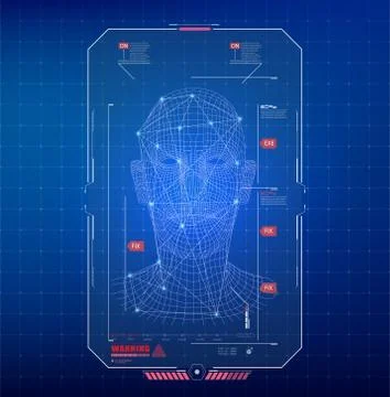 Face Recognition Abstract Tech Background. Biometric Identification or Stock Illustration