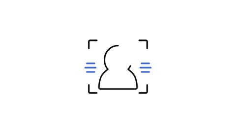 Face recognition and biometric user identification line icons set Stock Footage 345042563