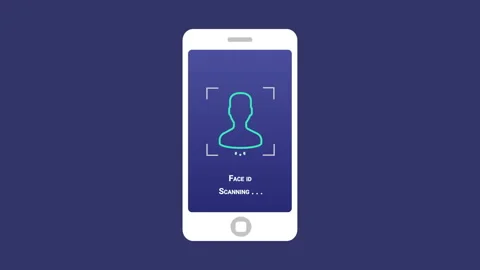 Face recognition and identification.Face scanning animation Stock Footage 100230050
