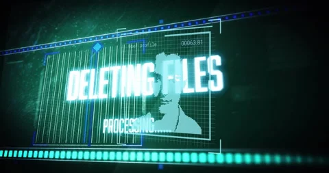 Face recognition animation with digital data elements and green grid overlay Stock Footage 305816905