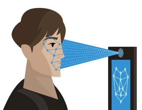Face recognition app technology Stock Illustration