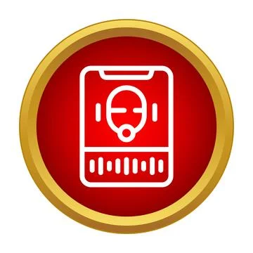 Face recognition biometric authentication icon on smartphone screen Stock Illustration