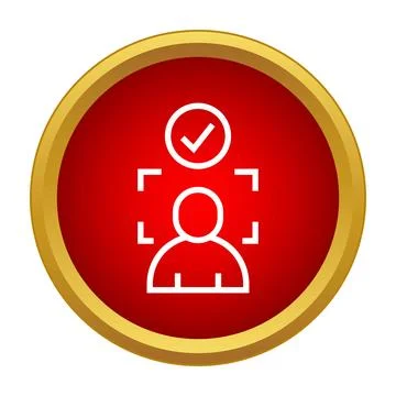 Face recognition biometric authentication icon with checkmark 库存插图