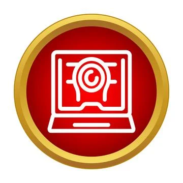Face recognition biometric authentication on laptop screen icon Stock Illustration
