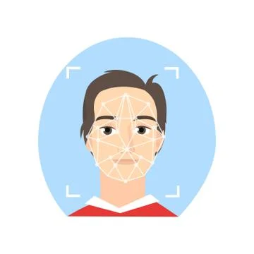 Face recognition boy smiling, detect point face part Stock Illustration