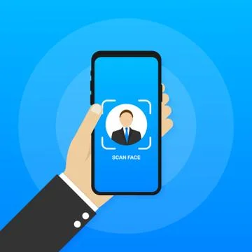 Face recognition concept design. Can use for web banner, infographics, hero i イラスト素材