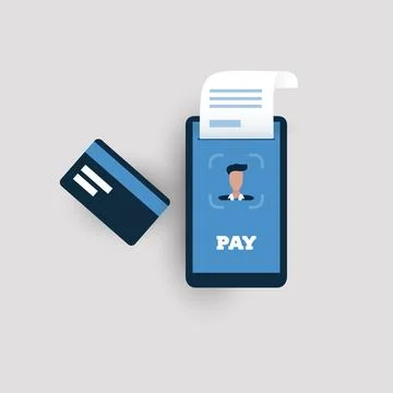 Face Recognition Concept Design - Facial User Authentication Before Payment.. Stock Illustration