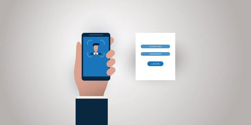 Face Recognition Concept Design -  User Authentication by Face for a Websit.. Stock Illustration