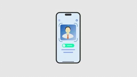 Face recognition face id Mobile phone icon Animation loop motion graphics v.. Stock Footage 241139393