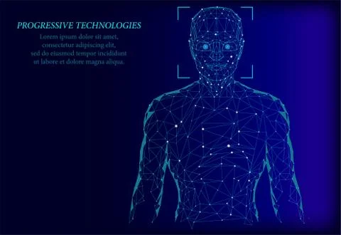 Face Recognition. Facial Recognition System concept. biometric scanning, 3D s Stock Illustration