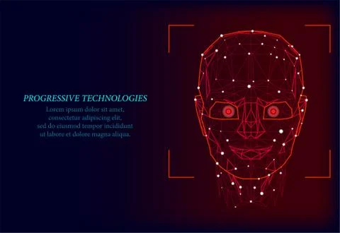 Face Recognition. Facial Recognition System concept. biometric scanning, 3D s Stock Illustration