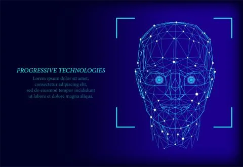 Face Recognition. Facial Recognition System concept. biometric scanning, 3D s Stock Illustration