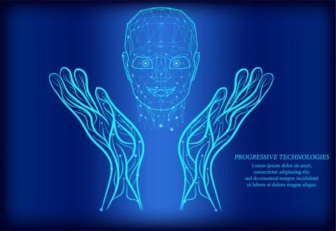 Face Recognition. Facial Recognition System concept. biometric scanning, 3D s Stock Illustration