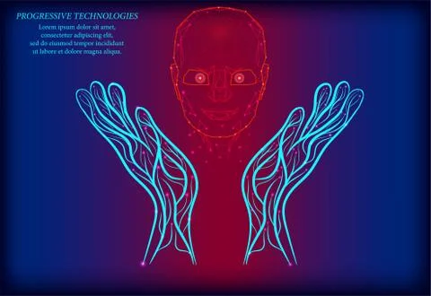 Face Recognition. Facial Recognition System concept. biometric scanning, 3D s Stock Illustration