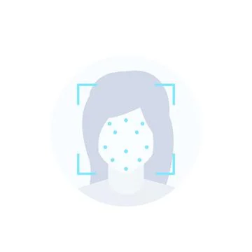 Face recognition, facial scan, vector icon on white Stock Illustration
