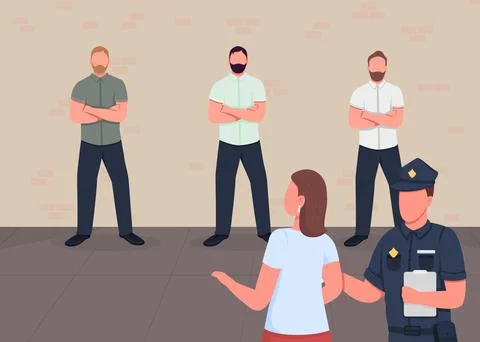 Face recognition flat color vector illustration Illustrazione stock