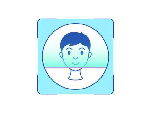 Face recognition, icon. Biometric scanning system for human head, interface o Stock Illustration