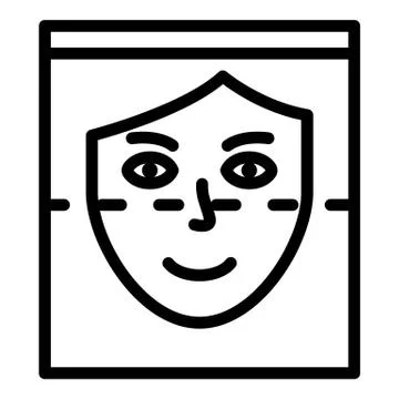 Face recognition icon, outline style Illustrazione stock