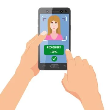 Face recognition. Identification of a biometric person, personality through the Stock Illustration