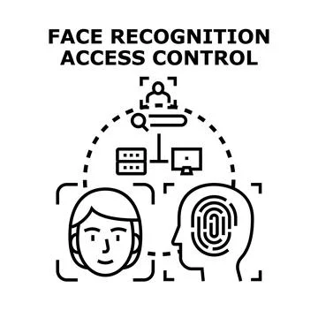Face recognition identifying people using biometric access control Stockillustratie