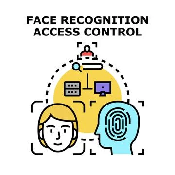 Face recognition identifying people using biometric access control Stock Illustration