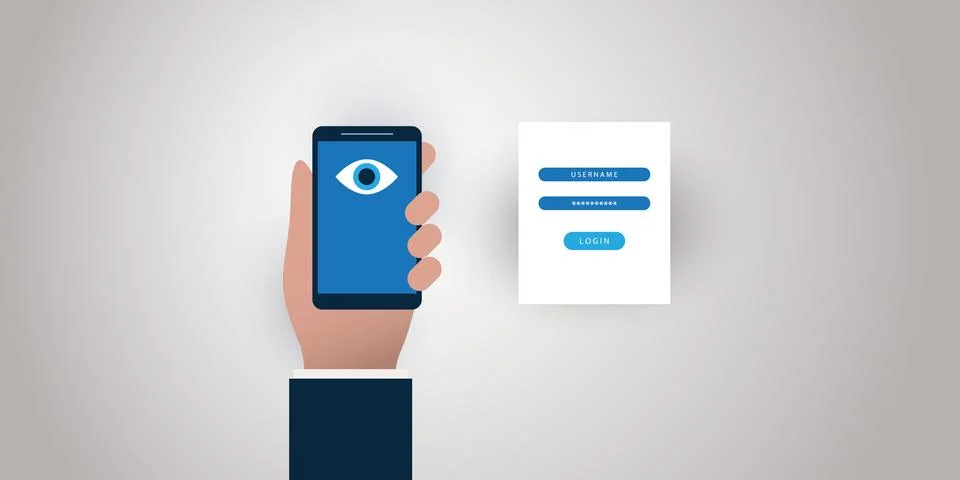 Face Recognition, Login, Facial User Authentication for a Website or an Onl.. Stock Illustration