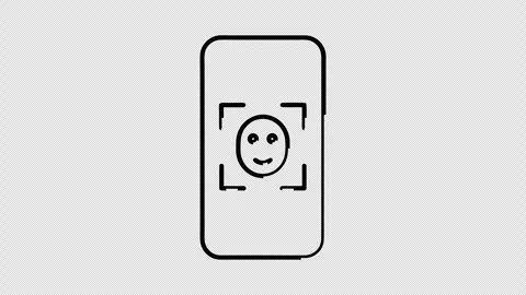 Face Recognition Mobile Animation on Transparent Background Stock Footage 337944579