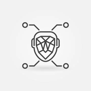 Face Recognition or Detection linear vector concept icon Stock Illustration