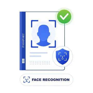 Face recognition passport verification. vector illustration Stock Illustration