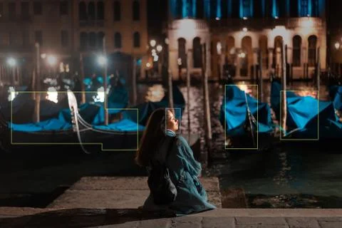 Face recognition in photography using artificial intelligence Foto stock