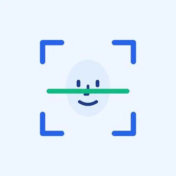 Face recognition scan flat design vector illustration with biometric frame Stock Illustration