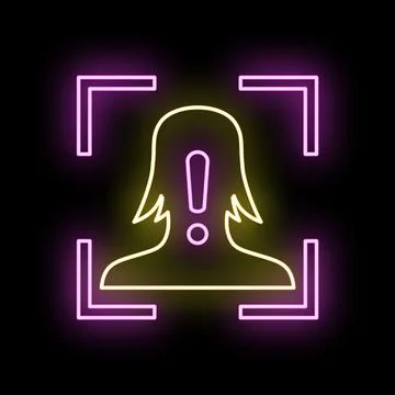 Face recognition scanning female profile with warning Stock Illustration