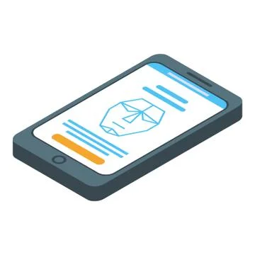 Face recognition smartphone icon, isometric style 스톡 일러스트