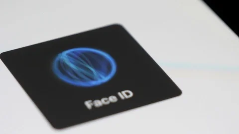 Face recognition software, successfully unlocking the smartphone. Modern Video stock 123783021