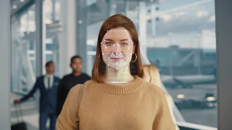 Face Recognition Software at Work Stock Footage 172589627