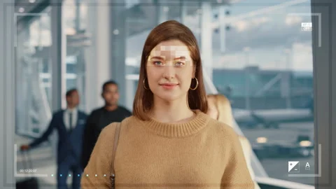 Face Recognition Software at Work Stock Footage 172589673