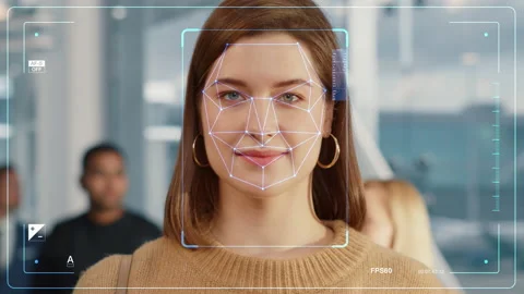 Face Recognition Software at Work Stock Footage 172589810
