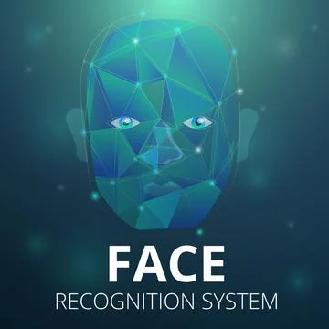 Face recognition system concept banner, cartoon style イラスト素材