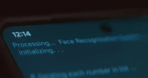 Face Recognition System Initializing on smartphone Video stock 323388000