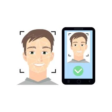 Face recognition system using to unlock modern smartphone Stock Illustration