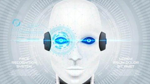 Face recognition system web banner Stock Illustration