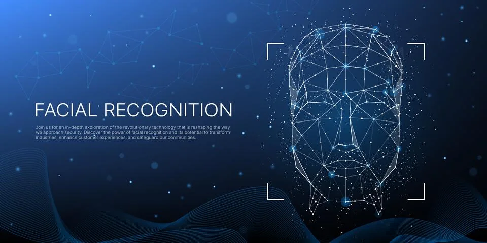 Face recognition technology 3d geometric wireframe Stock Illustration