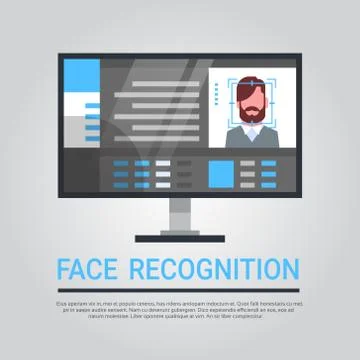Face Recognition Technology Computer Security System Scanning Male User Stock-Illustration